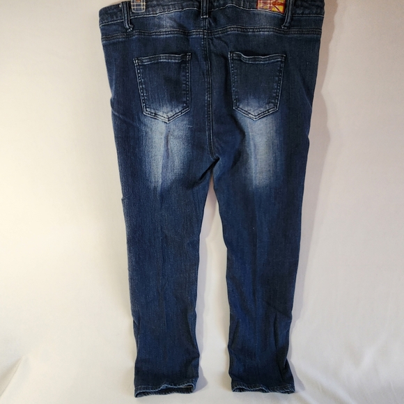 Machine Pour Neuf Mode Jeans Blue Wash Distressed Womens Sz 36 - Picture 4 of 16